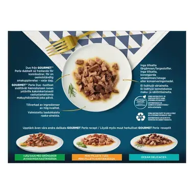 GOURMET® Perle Mini fillets i sauce med Kylling & Okse, Kalkun & Lam, Kanin & Vildt og And & Kalv (8-pack)